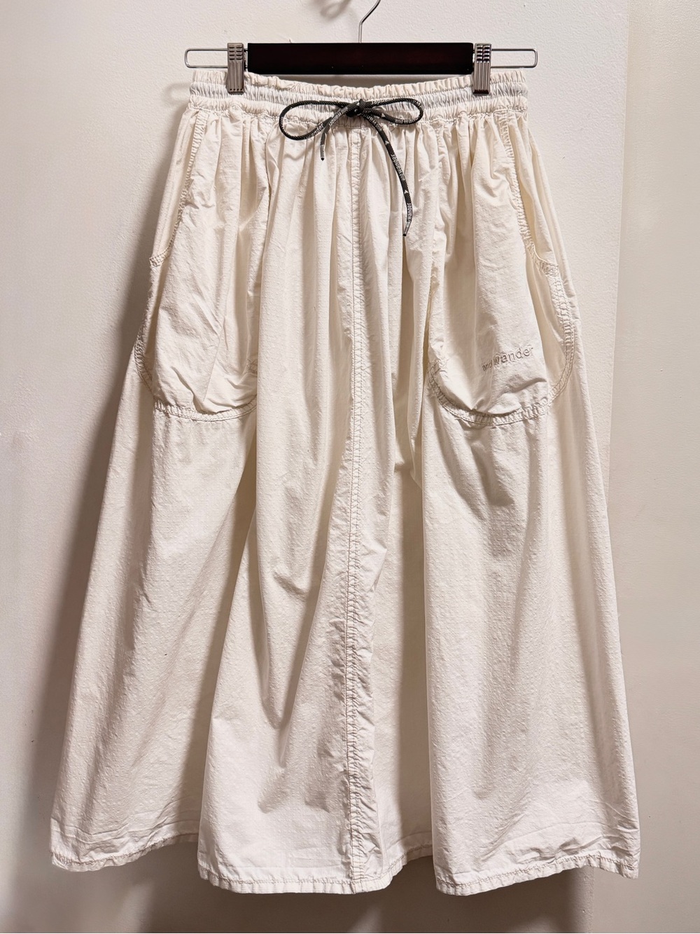 And Wander White Ripstop Maxi Skirt with Drawstring Waist